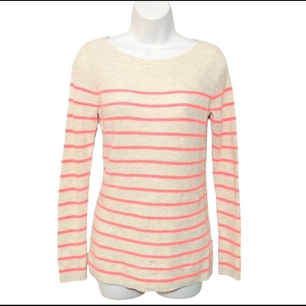 Gap pink white stripe sweater XS long sleeve